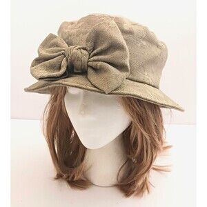 Deborah Rhodes Bucket Hat Olive Cotton Floral Tapestry Hand Tied Bow O/S